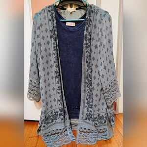 Altar’d State Light Blue Lace Kimono Cardigan – Size L